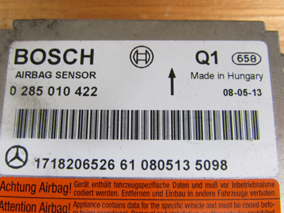 Mercedes R171 Airbag Control Module Unit Bosch 1718206526 SLK280 SLK300 SLK350 SLK554